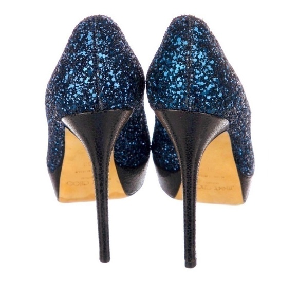 Jimmy Choo Shoes - Jimmy Choo Dahlia,  Royal Blue Glitter Pumps in remarkable Condition EU35